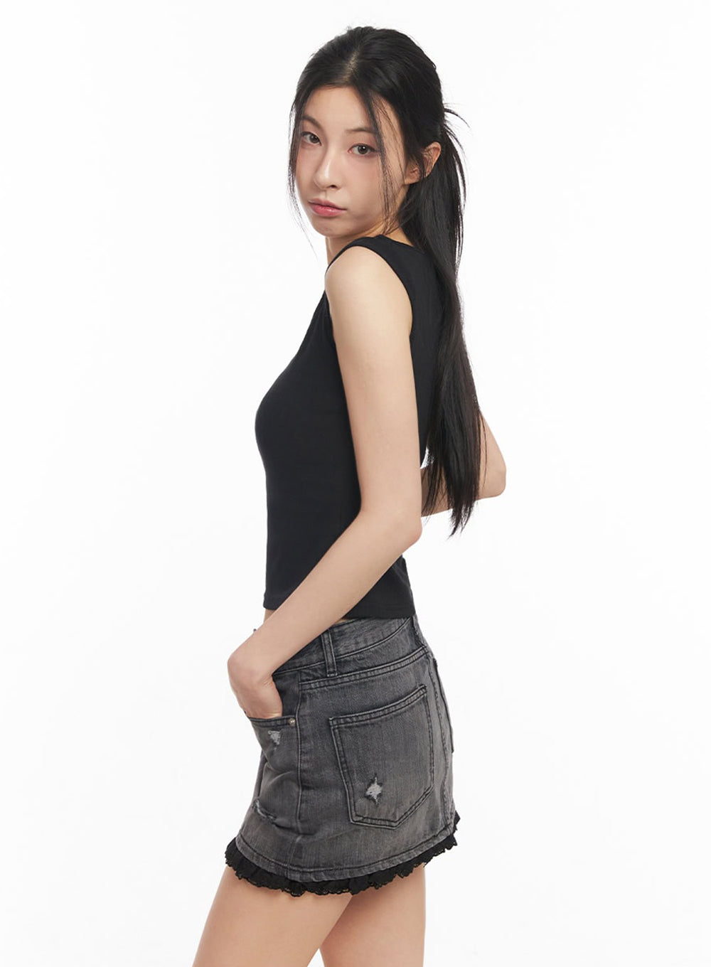 Square-Neck Off-Shoulder Top IY529