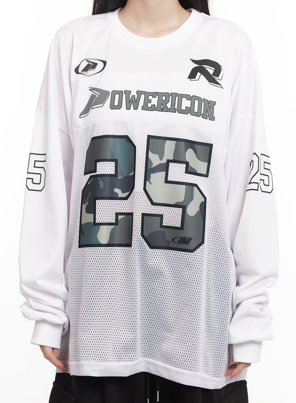 Camo Oversized Mesh Jersey Top CM518