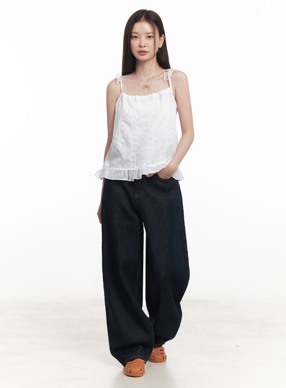 Frill Lace Ribbon Cami Top IY509