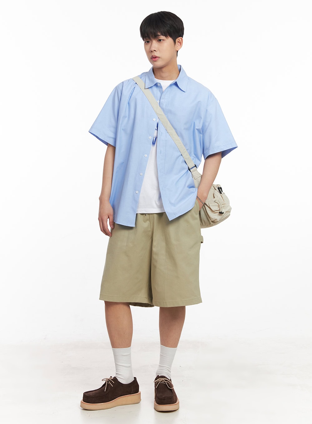 Men's Oversized Collared Short Sleeve Shirt IA529