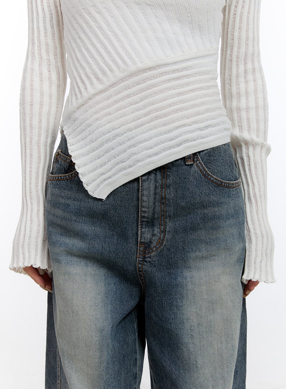 Unbalanced Long-Sleeve Off Shoulder Top CO418