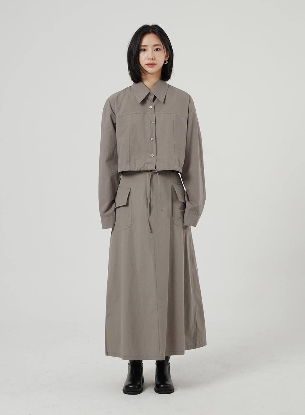 String Detail Cropped Shirt OF310