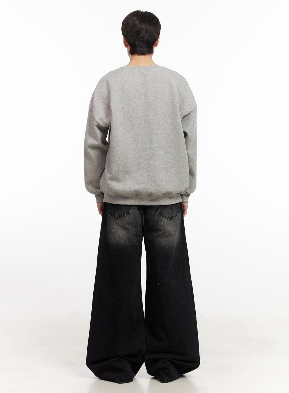 Men's Washed Relaxed-Fit Jeans (Black) IJ517