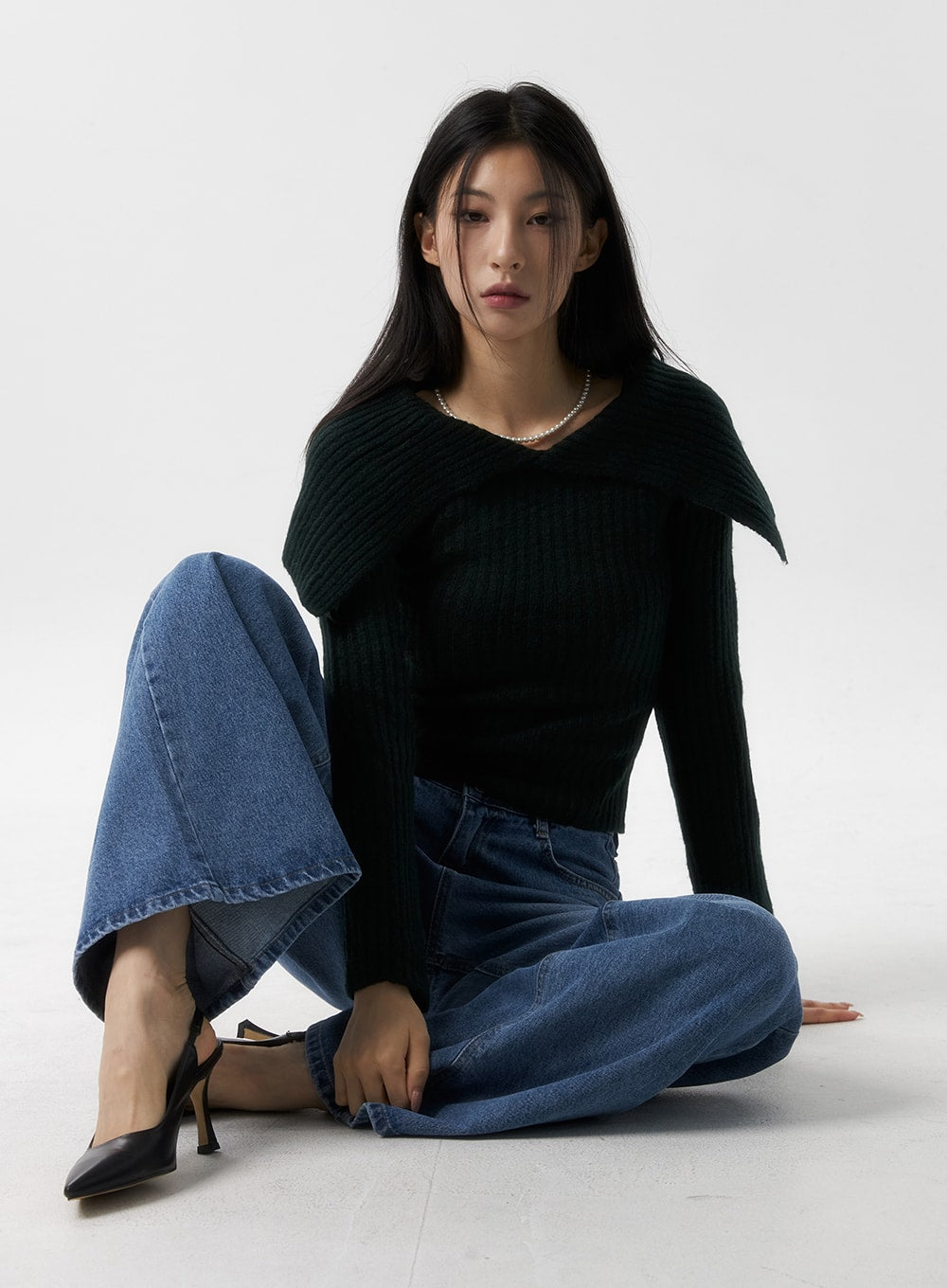 Wide Collar Off Shoulder Sweater IS315