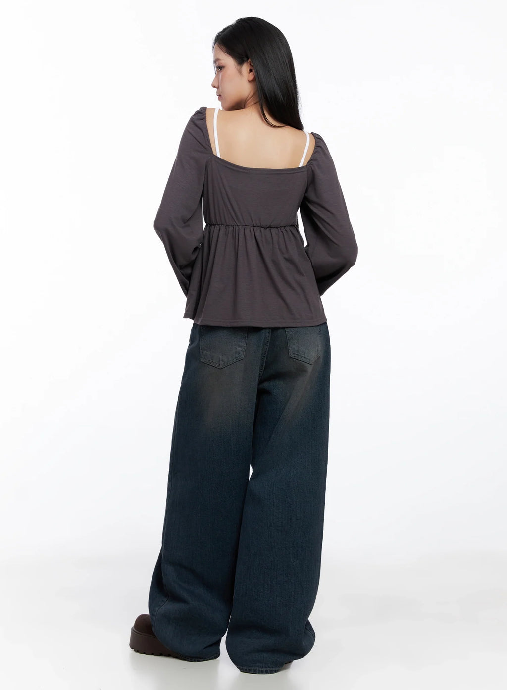 Shirred Flowy Buttoned Long Sleeve IS525