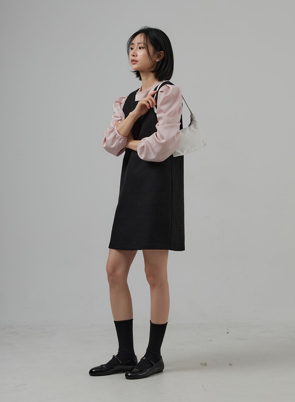 Square Neck Sleeveless Tweed Mini Dress OD29