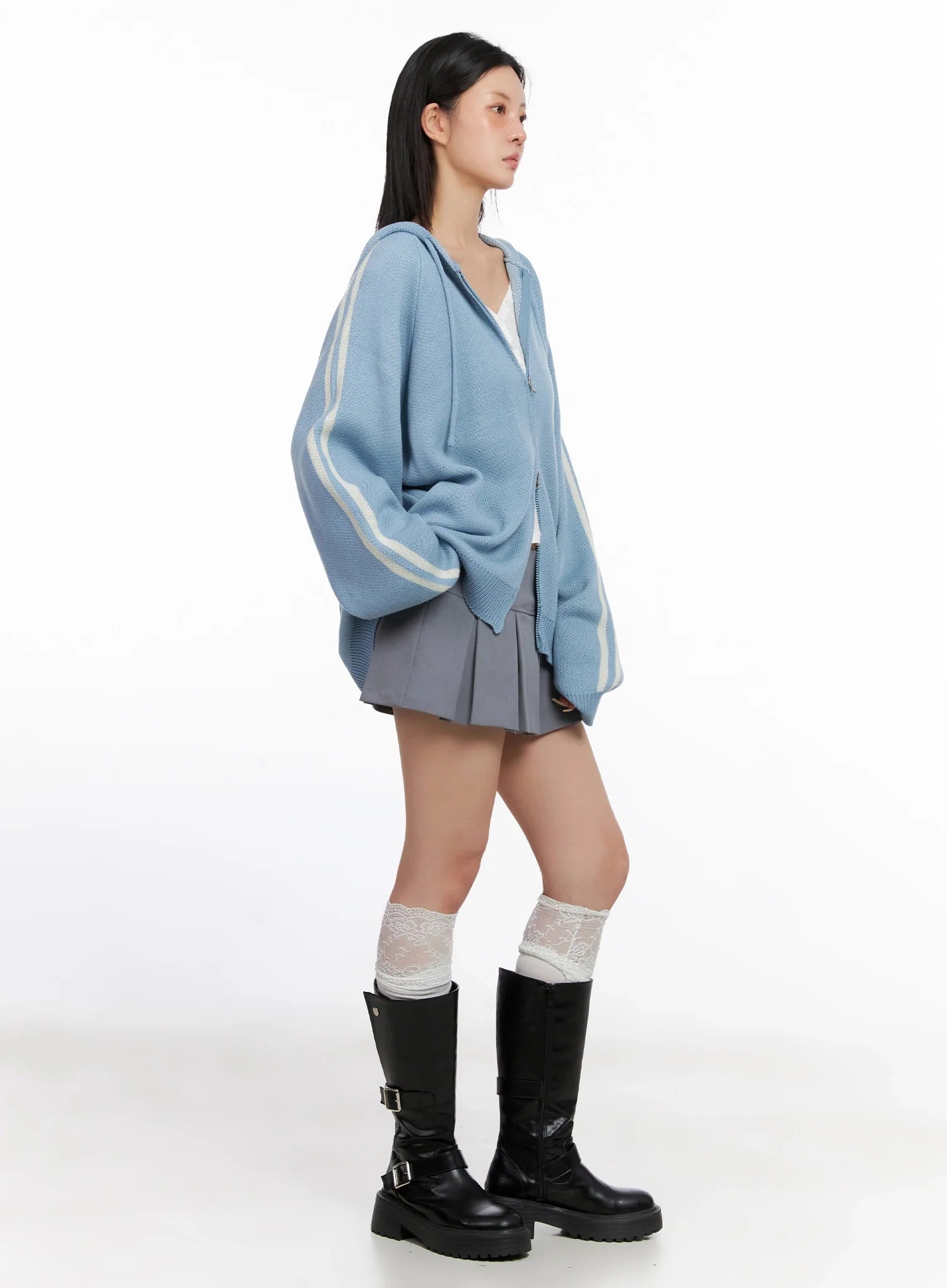 Striped Sleeve Casual Hoodie IS515