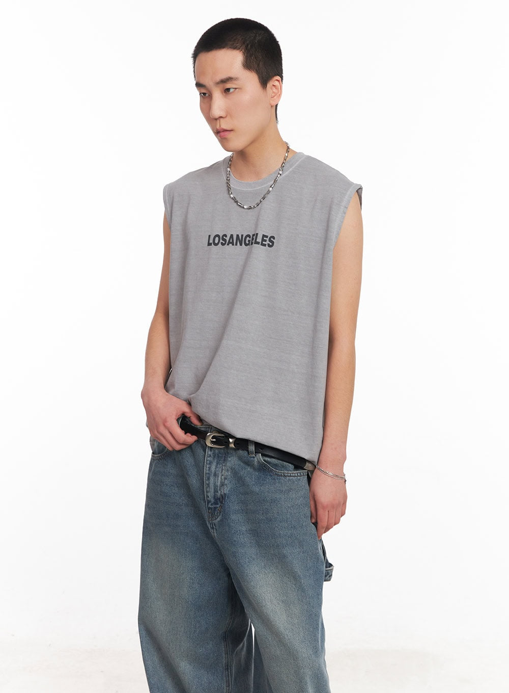 Men's Los Angeles Graphic Loose-Fit Sleeveless Shirt IY506