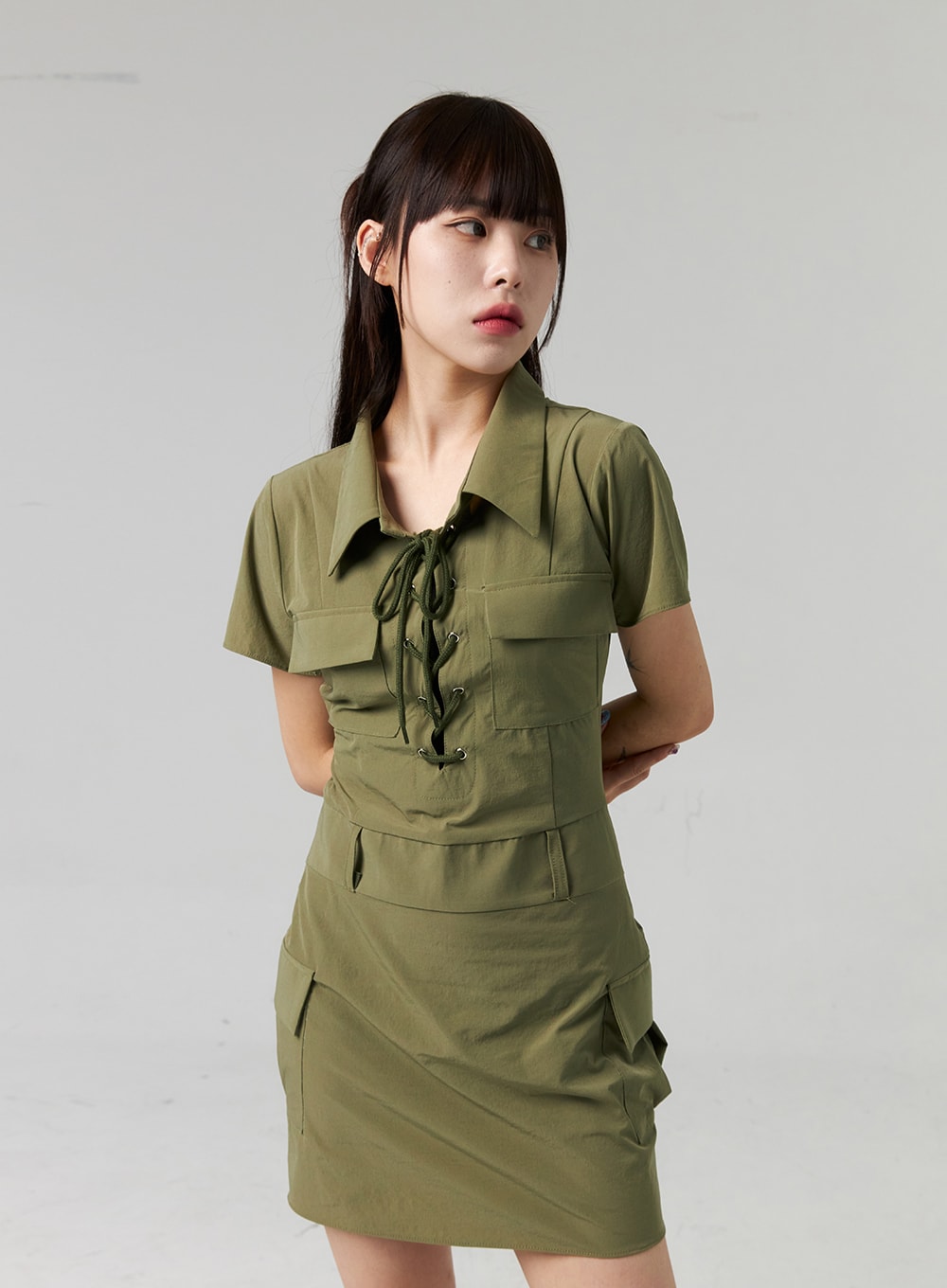 Lace-Up Mini Dress CL321