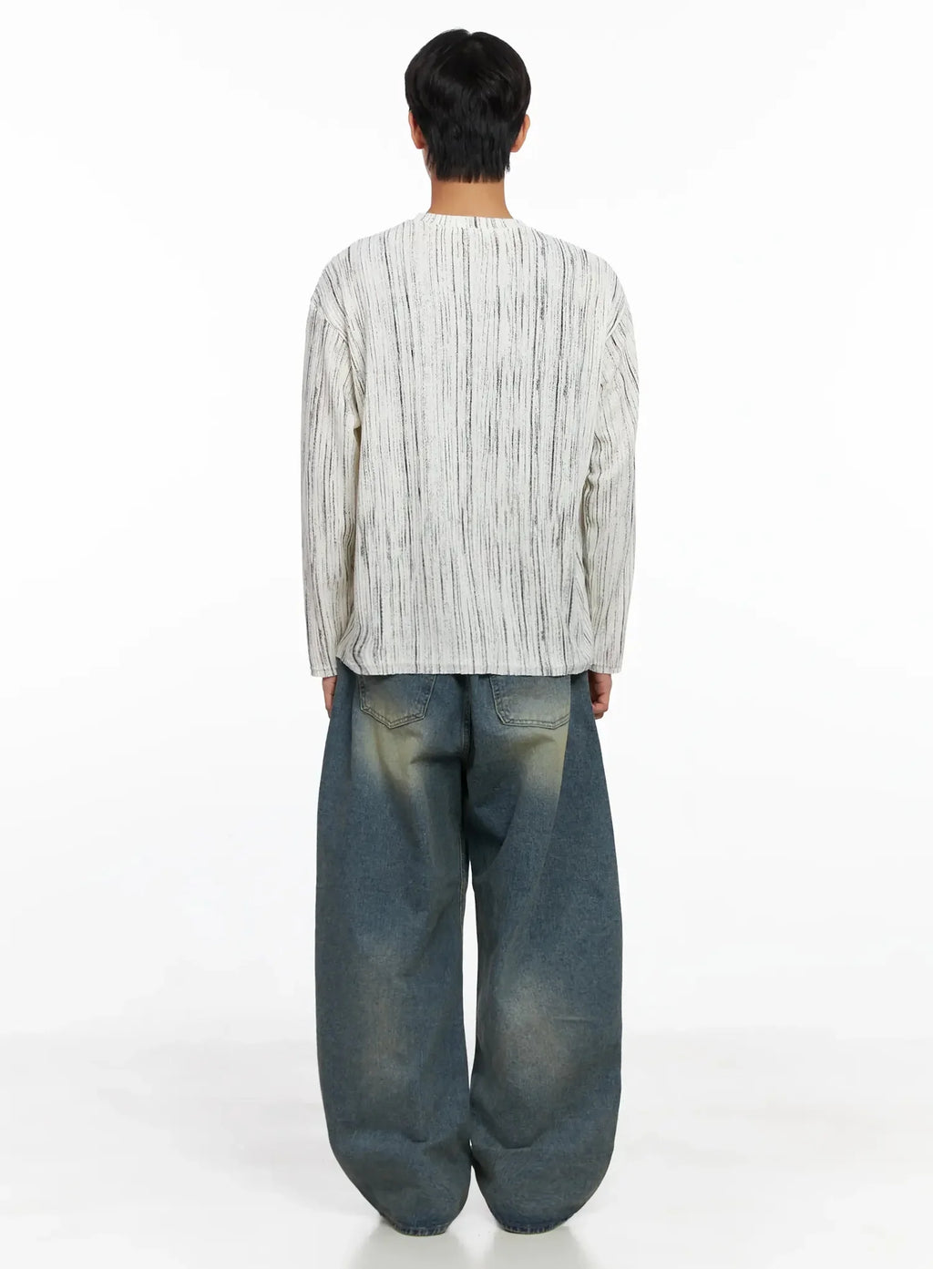 Men's Vertical Stripe Long Sleeve Shirt IO516