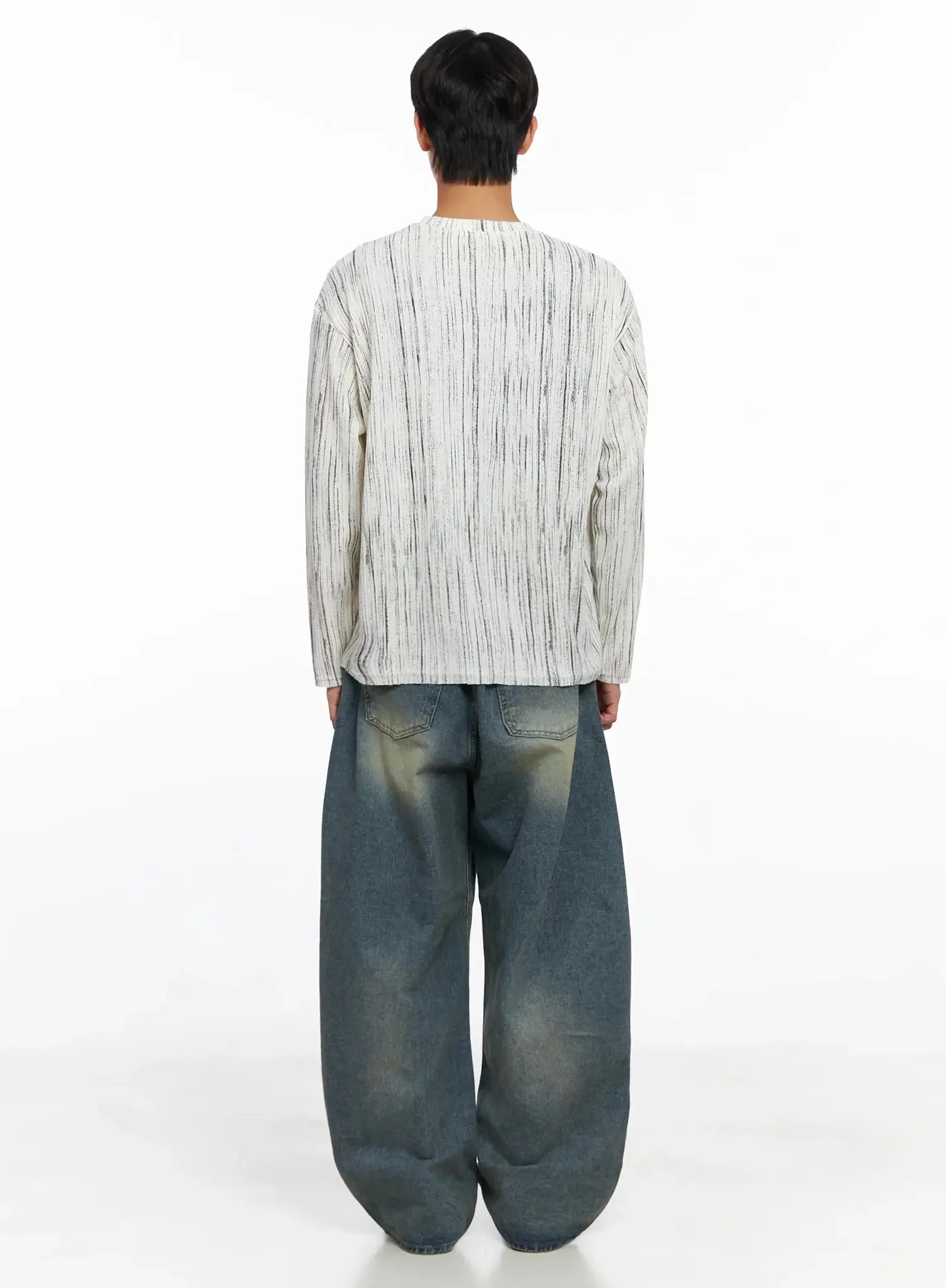 Men's Vertical Stripe Long Sleeve Shirt IO516