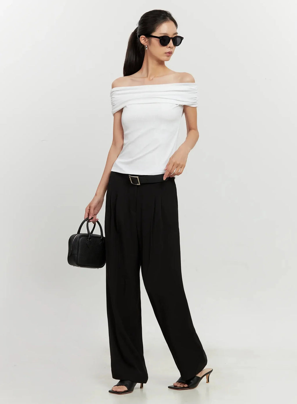 Chic Pintuck Wide-Leg Slacks IS516