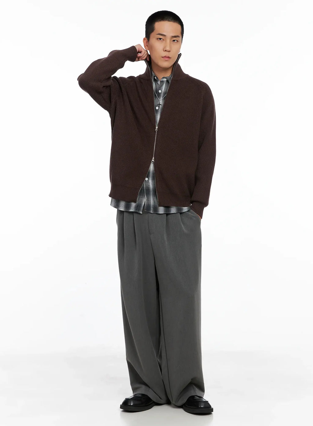 Men's Knit Zip-Up Sweater IS502