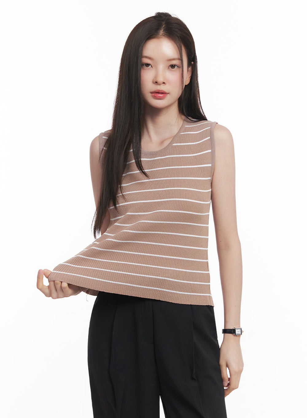 Stripe Slim Sleeveless Top IY509