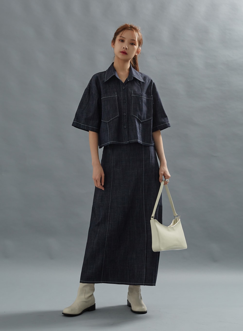 Stich Crop Short Sleeve Shirt CG01