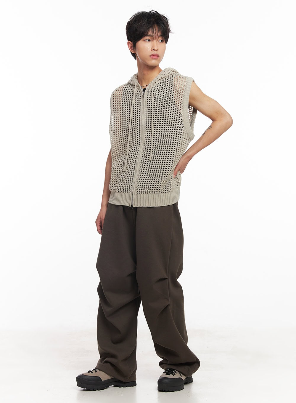 Men's Mesh Zip-Up Hooded Vest IY508