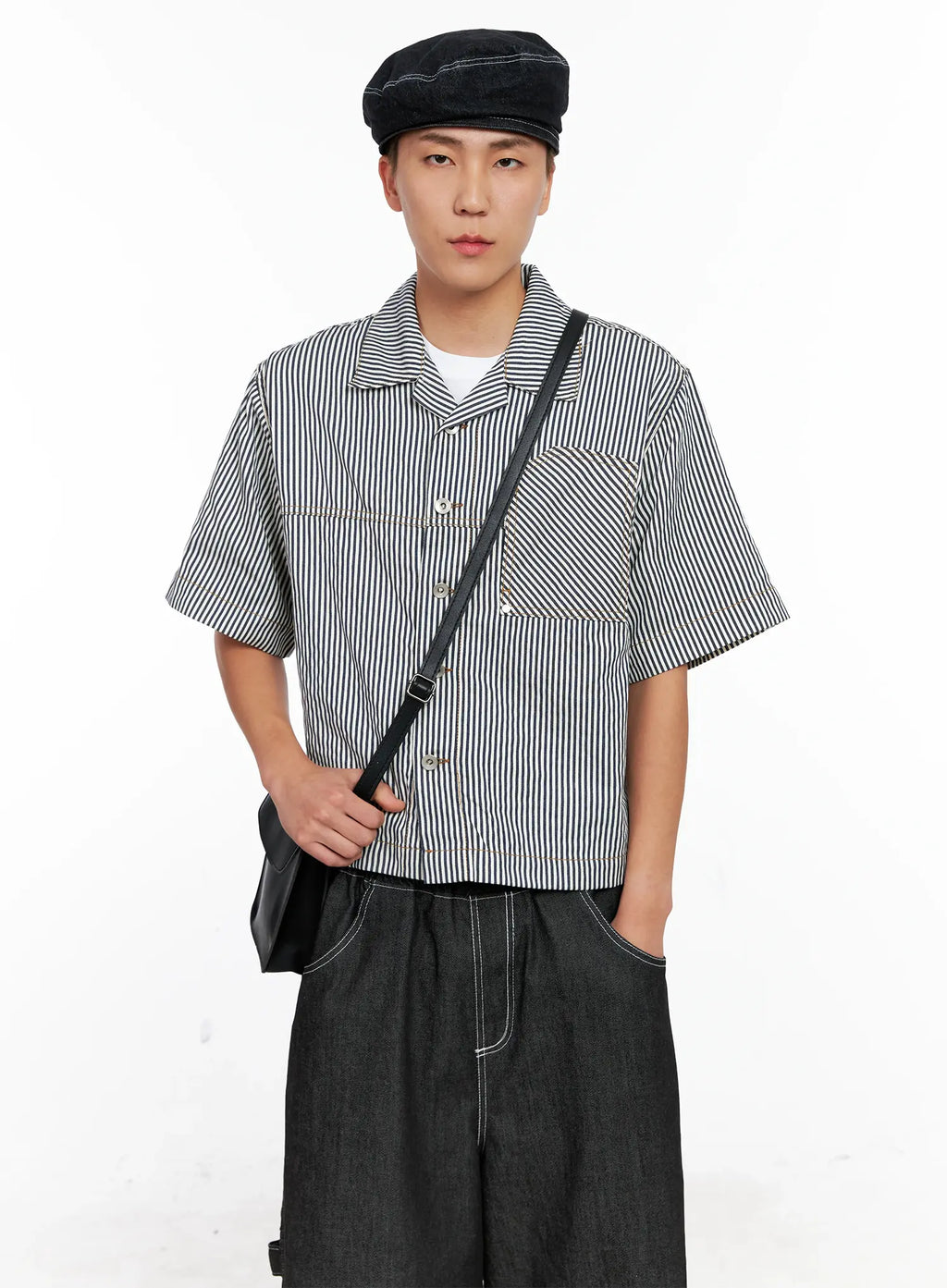 Men's Striped Cropped Jacket IG508