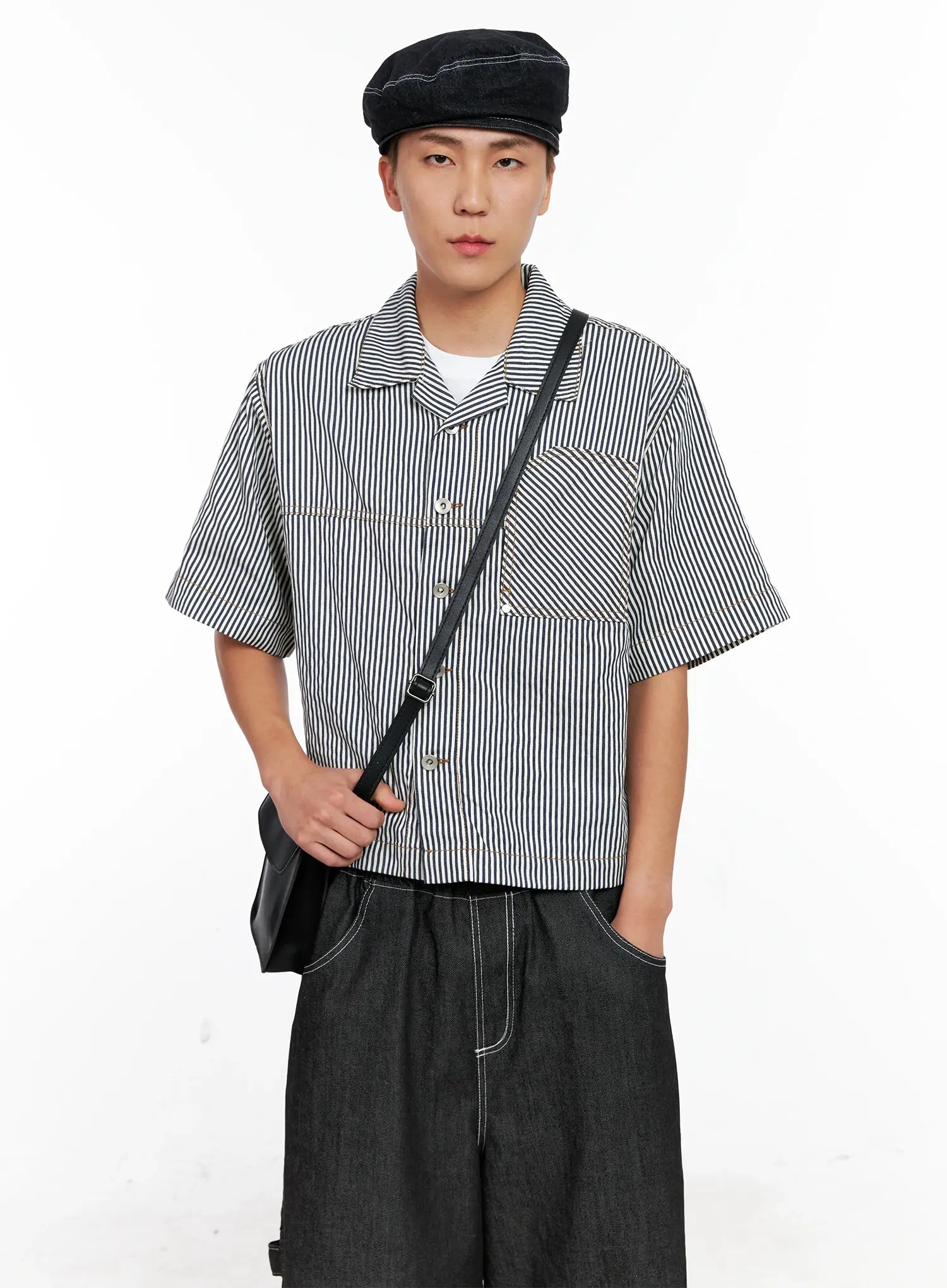 Men's Striped Cropped Jacket IG508