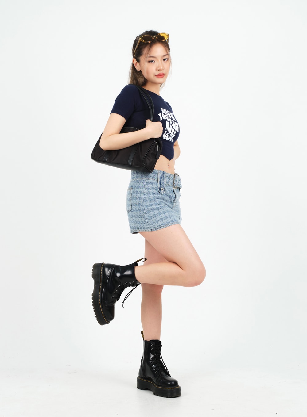 Low-Rise Micro Mini Skirt with Belt Set CM02