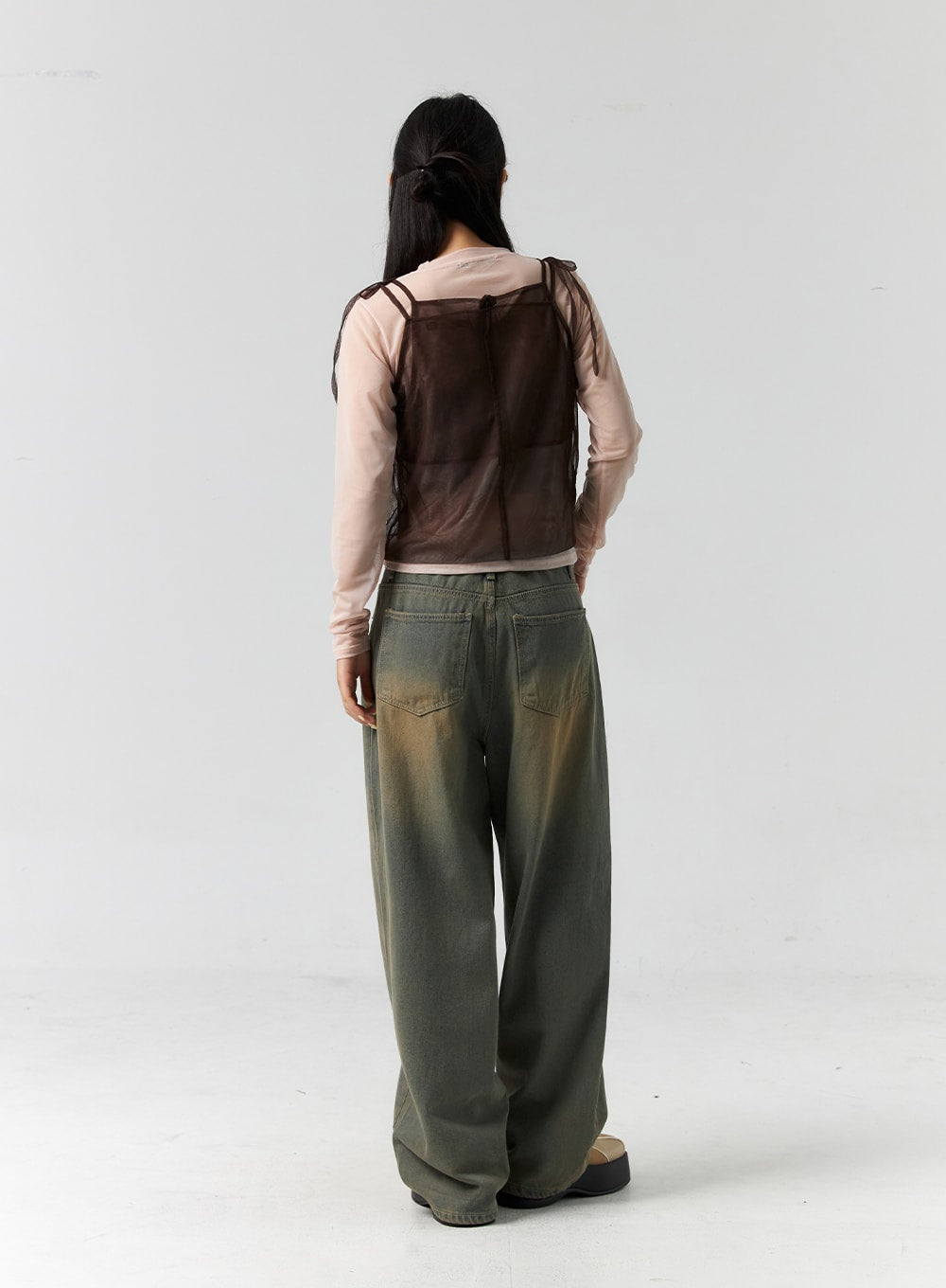 String Washed Wide Leg Jeans CS302