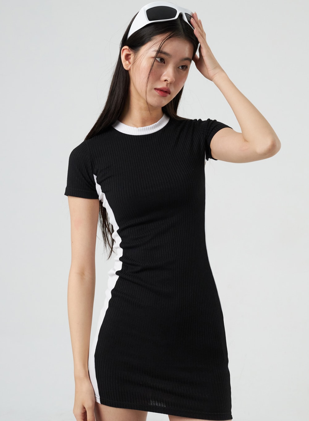 Two Color Knit Mini Dress IY318