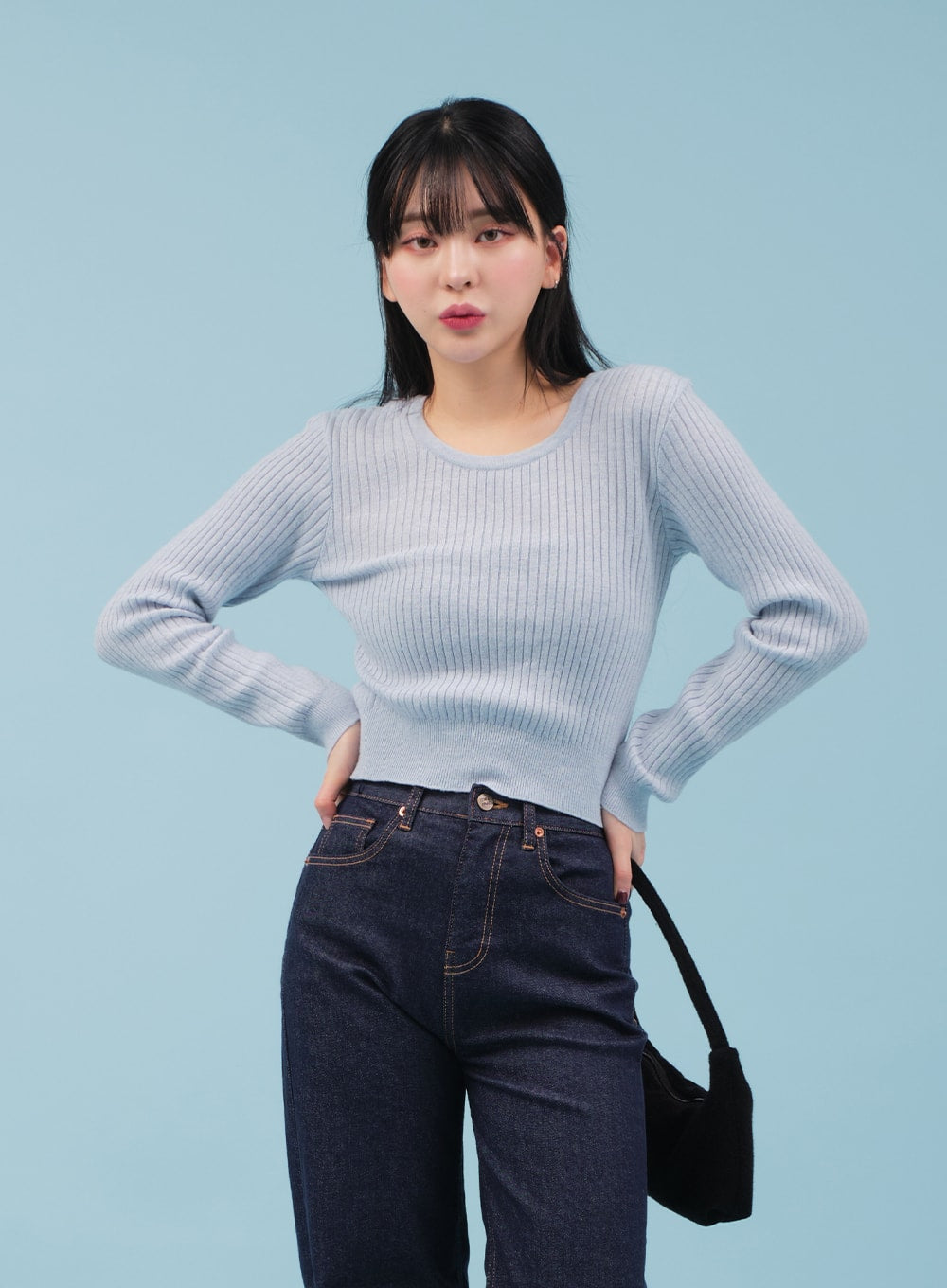 Ribbed Cropped Knit Top CM17