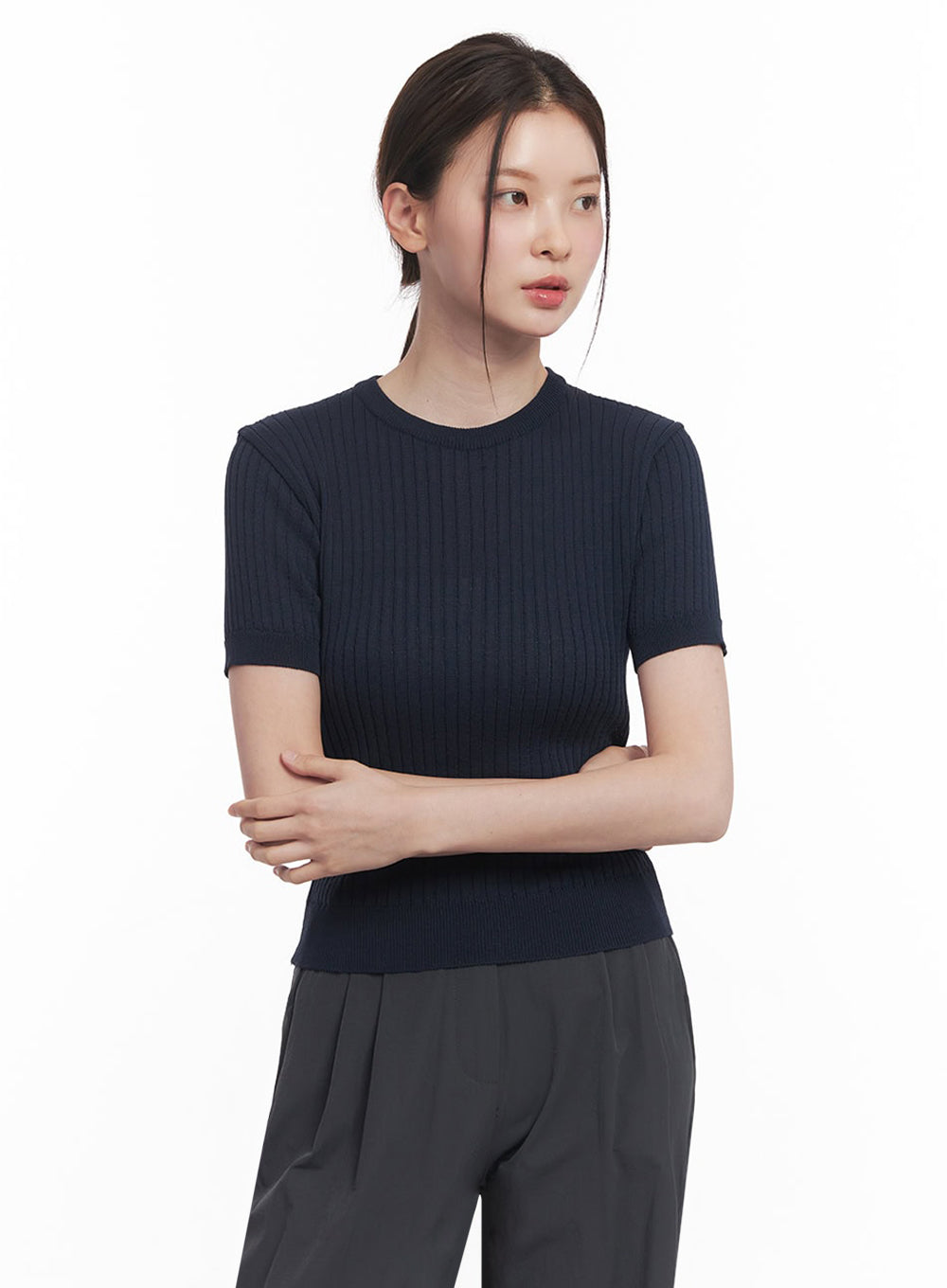 Essential Ribbed Knit Top IY513