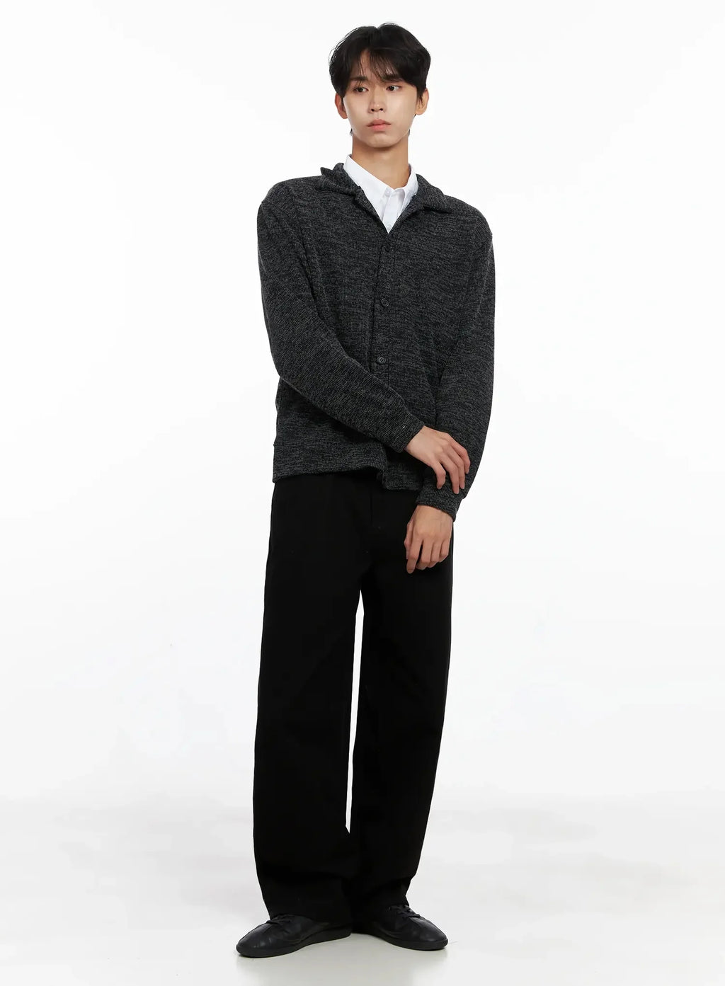 Men's Button-Up Collar Knit Cardigan IO517