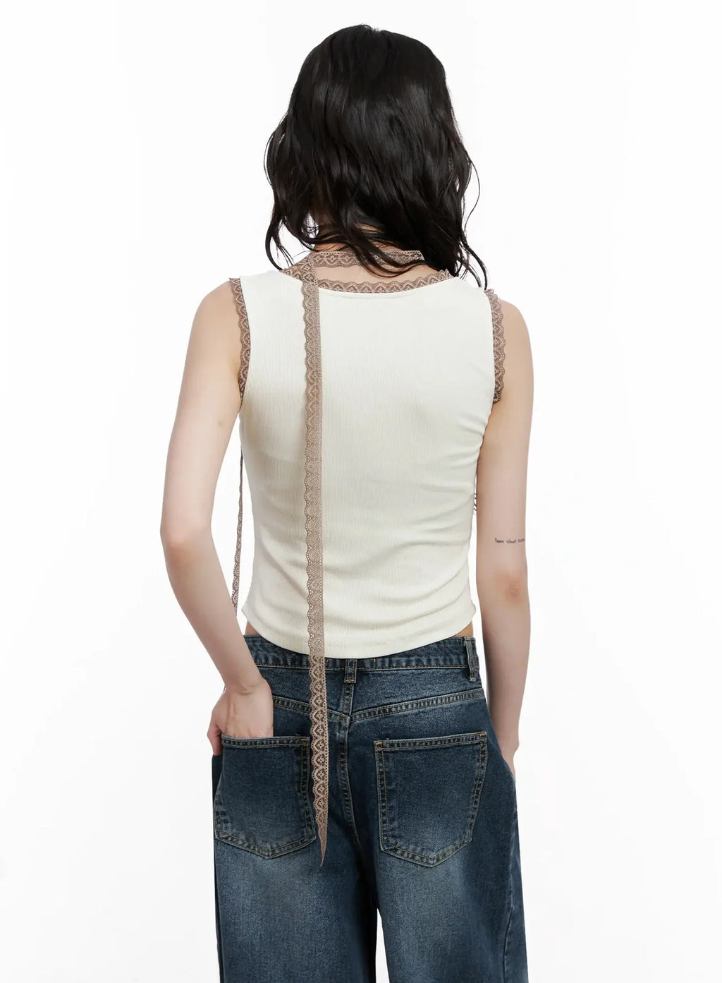 Embroidered Lace Trim Tank Top IL531