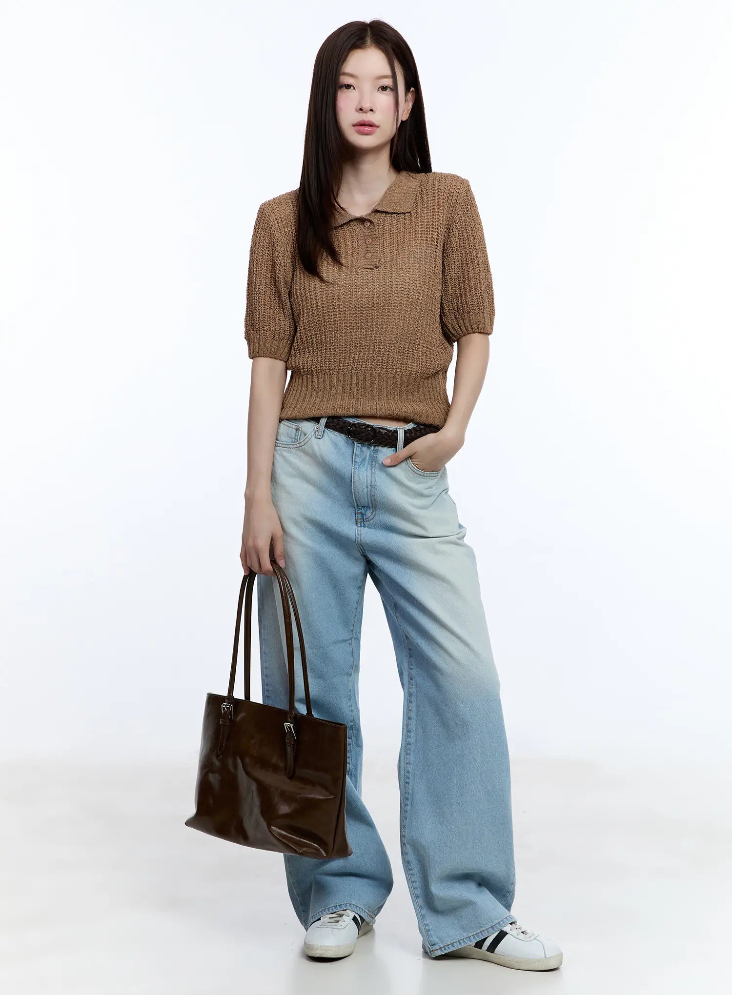 Collared Short Sleeve Sweater CU513