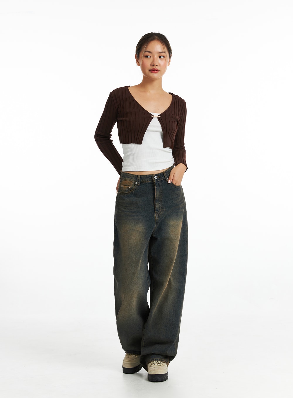 Retro Washed Wide-Leg Jeans CO318