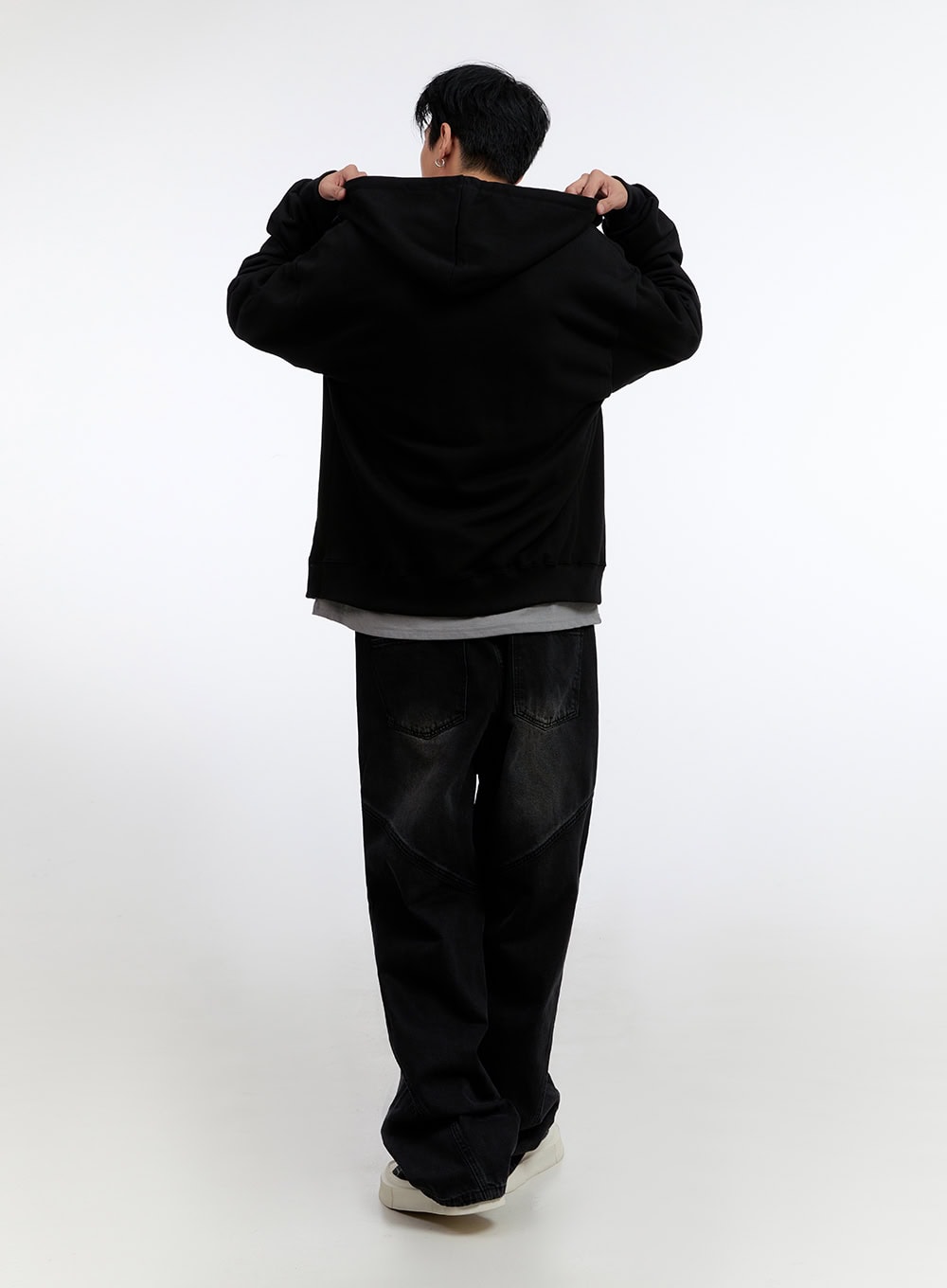 Men's Graphic Print Oversized Zip-Up Hoodie IO428