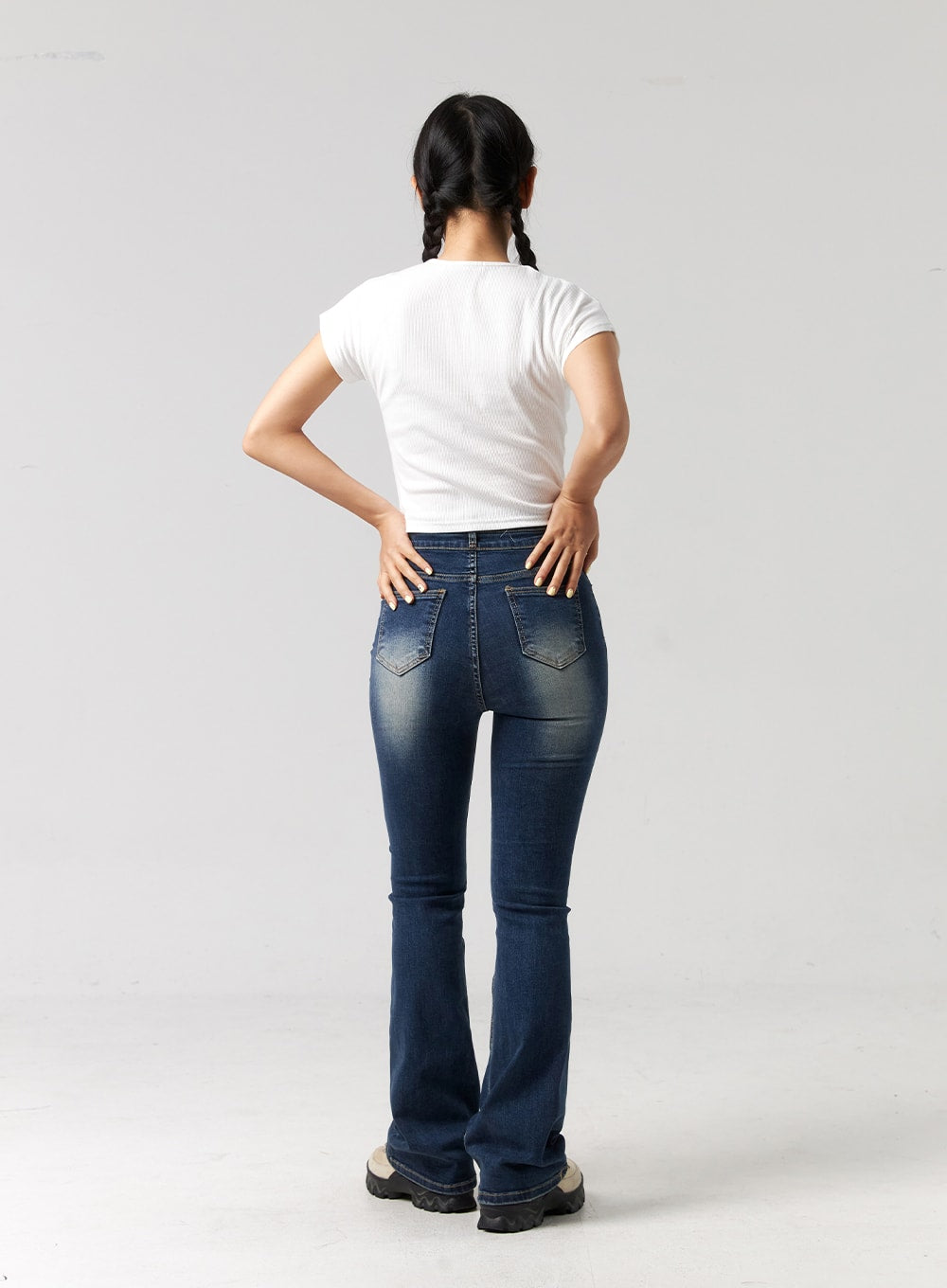 Washed Cotton Bootcut Jeans CG321