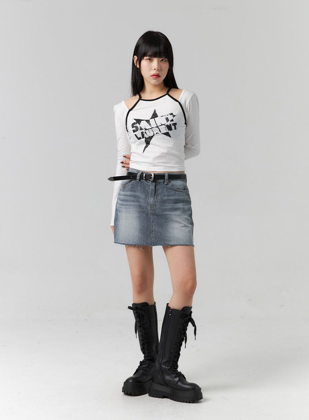 Graphic Cut-Out Crop Top CS314