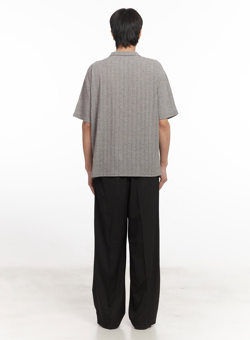 Men's Loose-Fit Collared Ribbed T-Shirt IA510