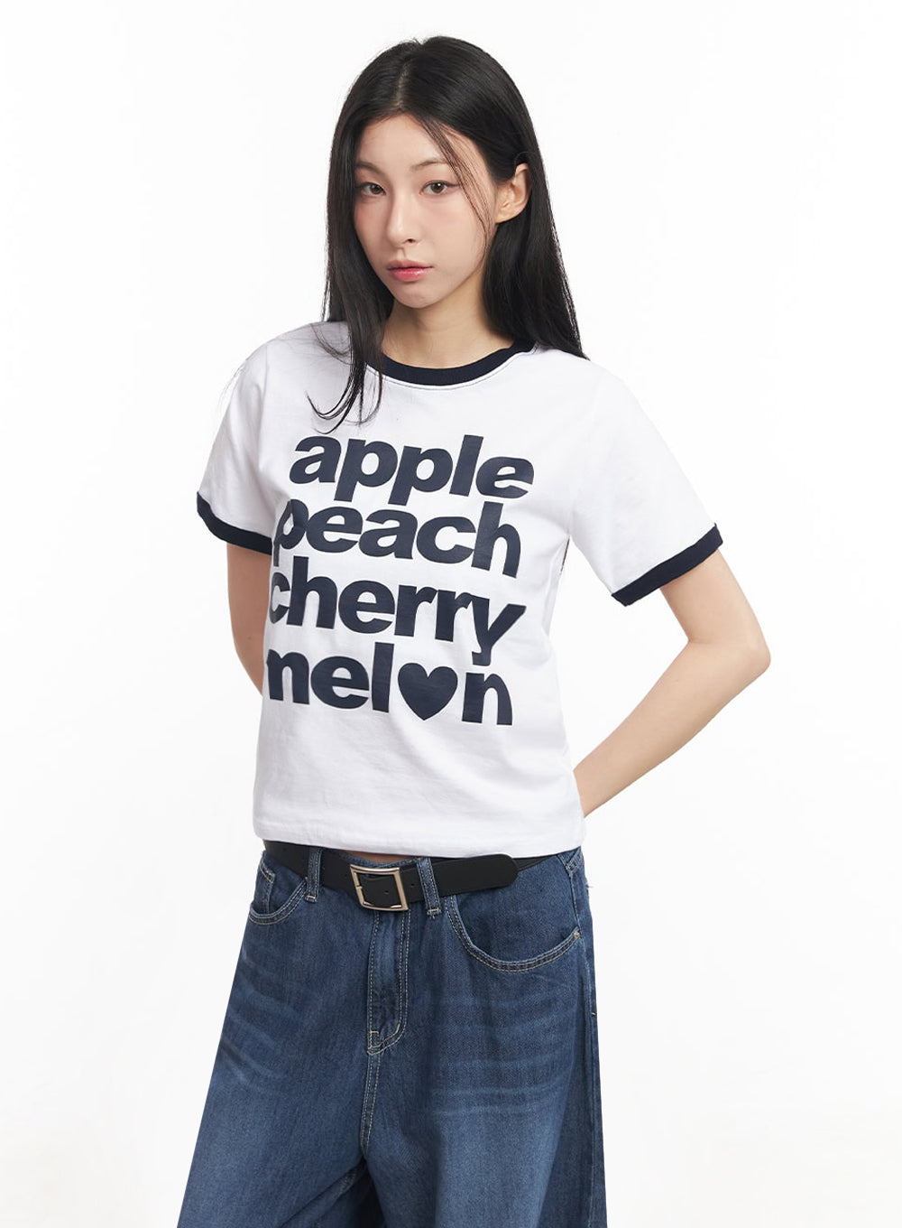 Contrast Graphic Crop Top IY529