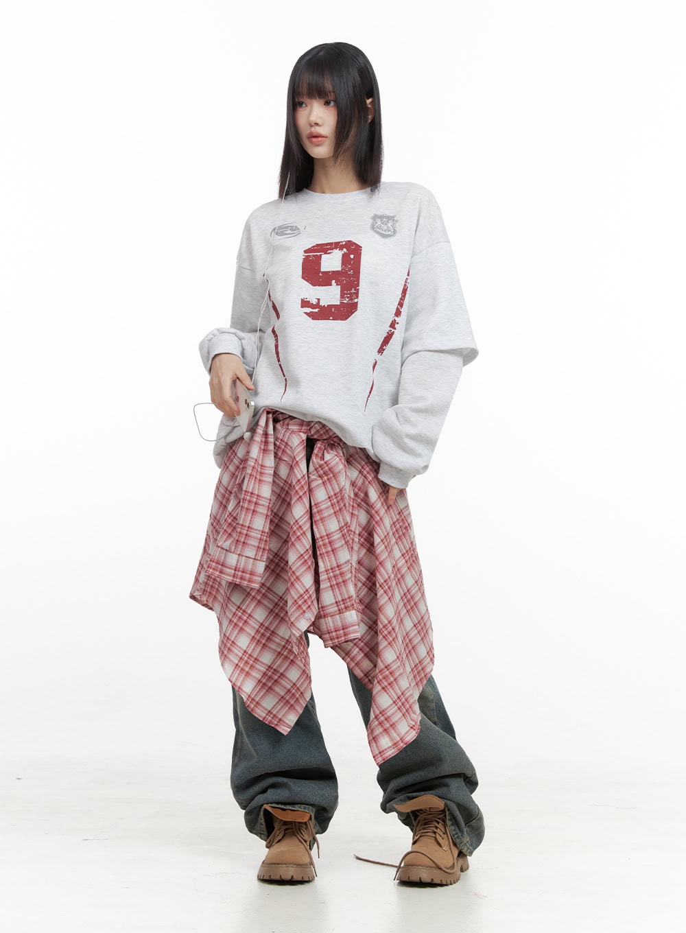 Checkered Cotton Oversized Shirt IO430