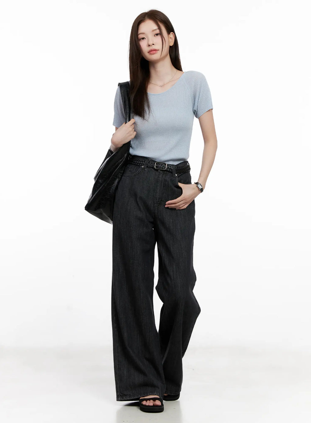 Scoop Neck Short Sleeve Knit Top CL523