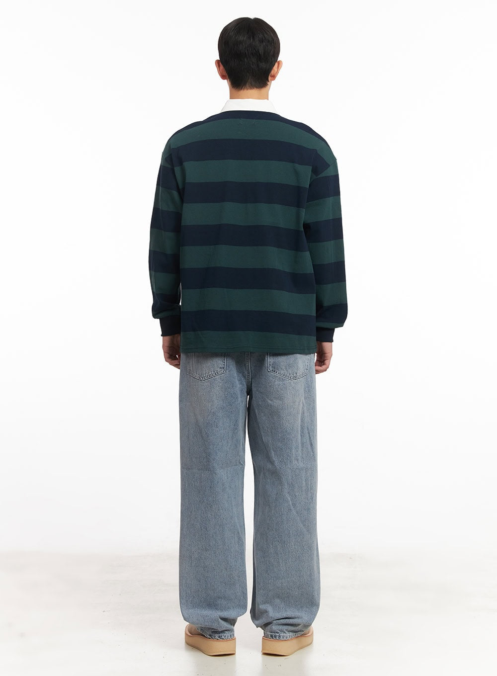 Men's Striped Long-Sleeve Collared Shirt IM514