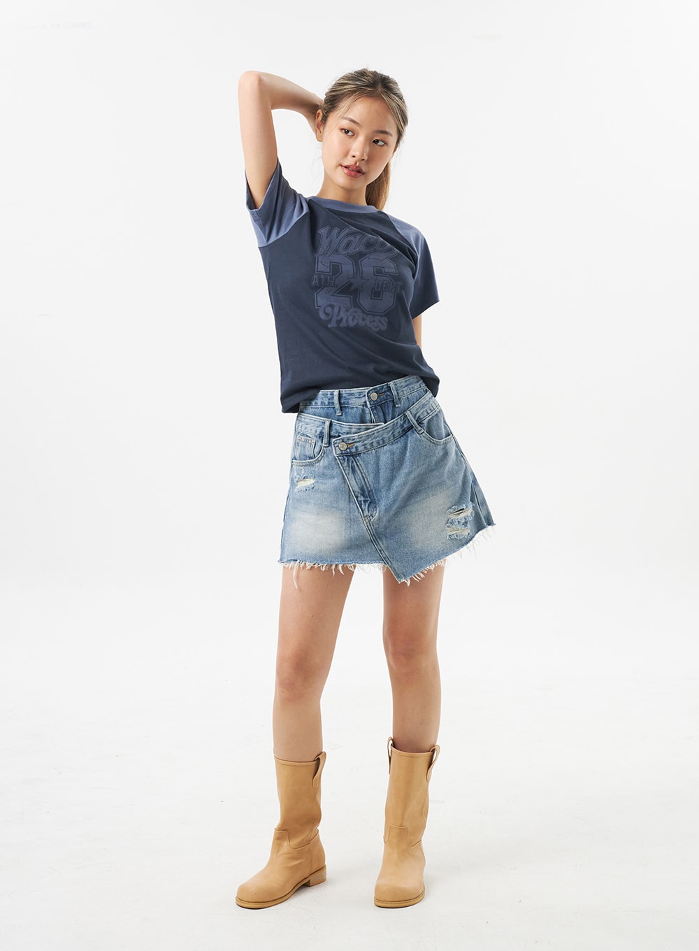 Ripped Denim Skort CU302