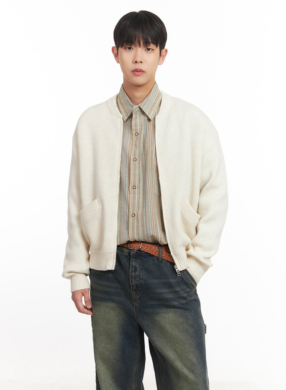 Men's Oversize Stripe Collared Shirt IM527