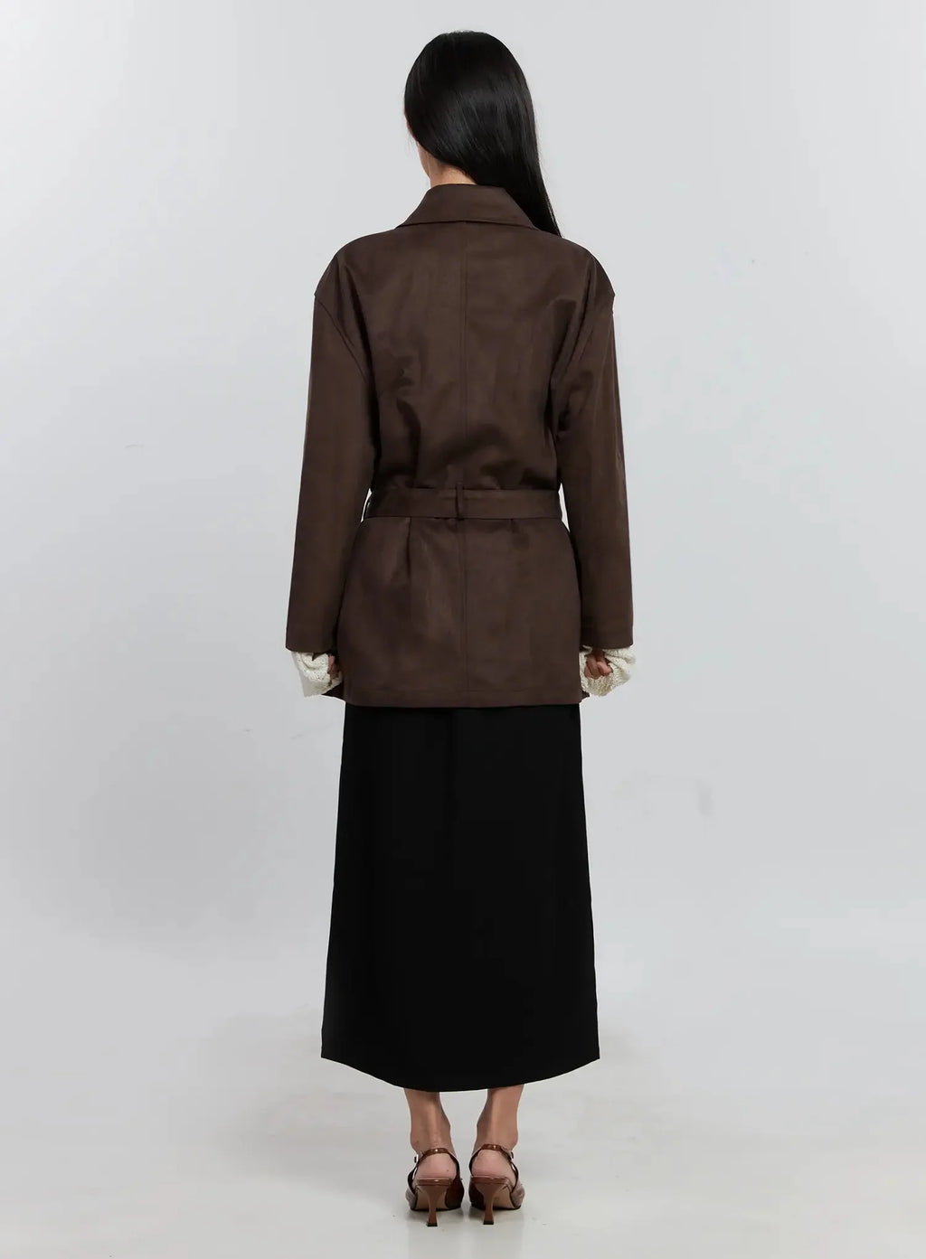 Suede-Style Button-Up Jacket IS515