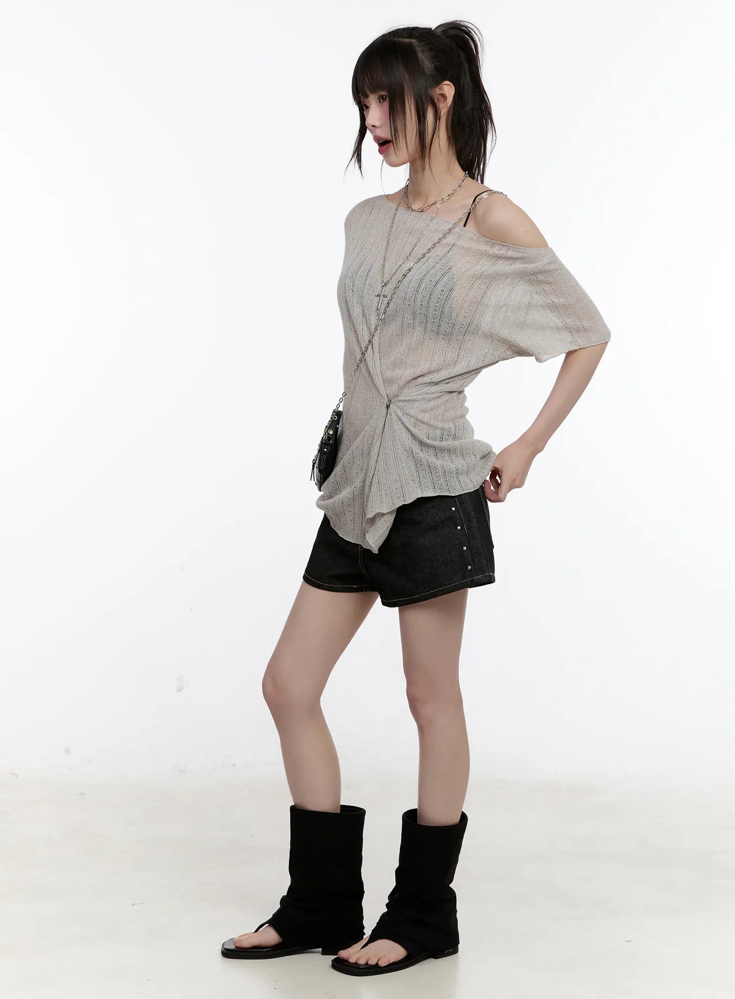 No-Fade Studded Denim Shorts CL504