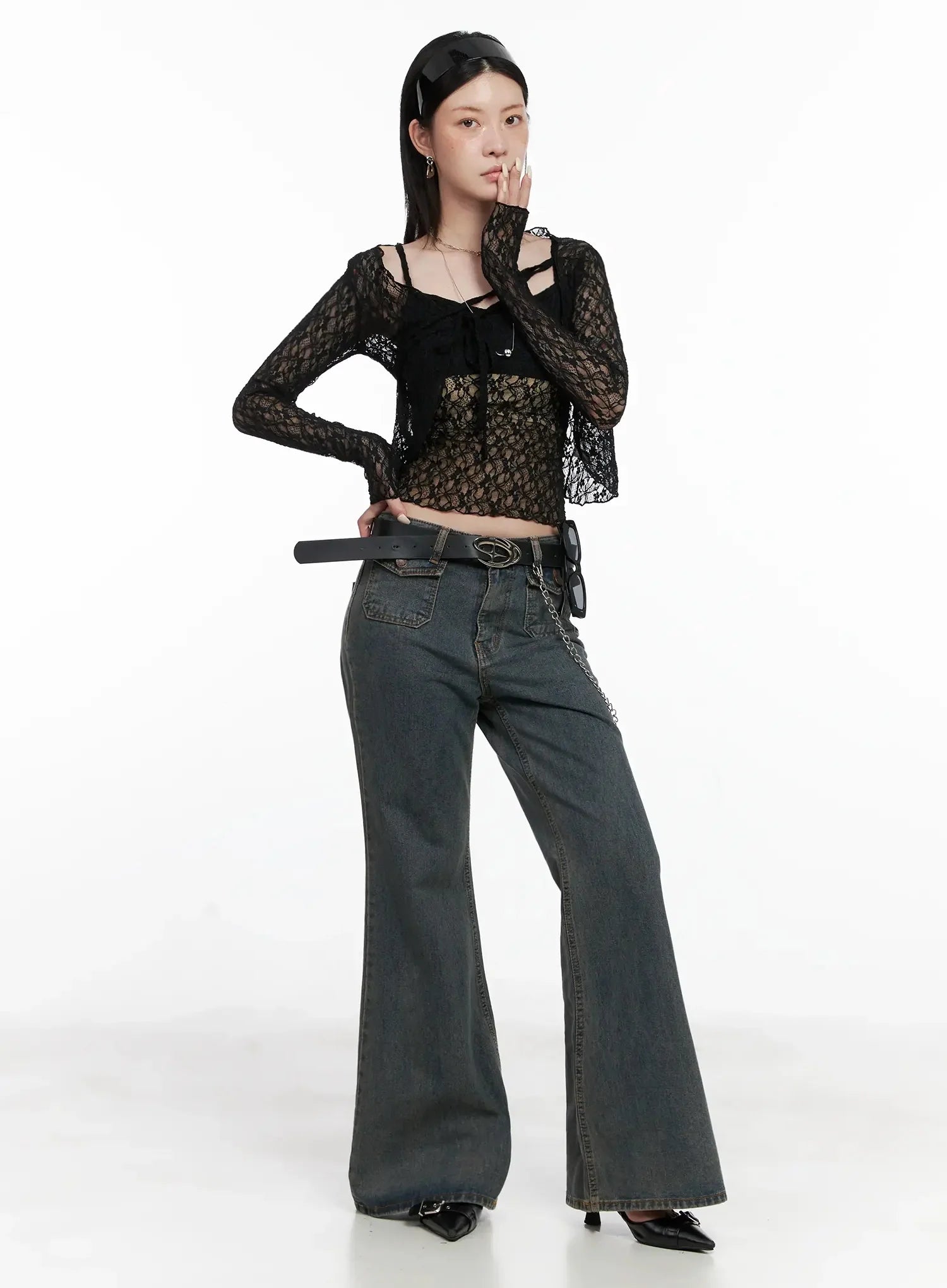 Cardigan with Lace Straps IS508