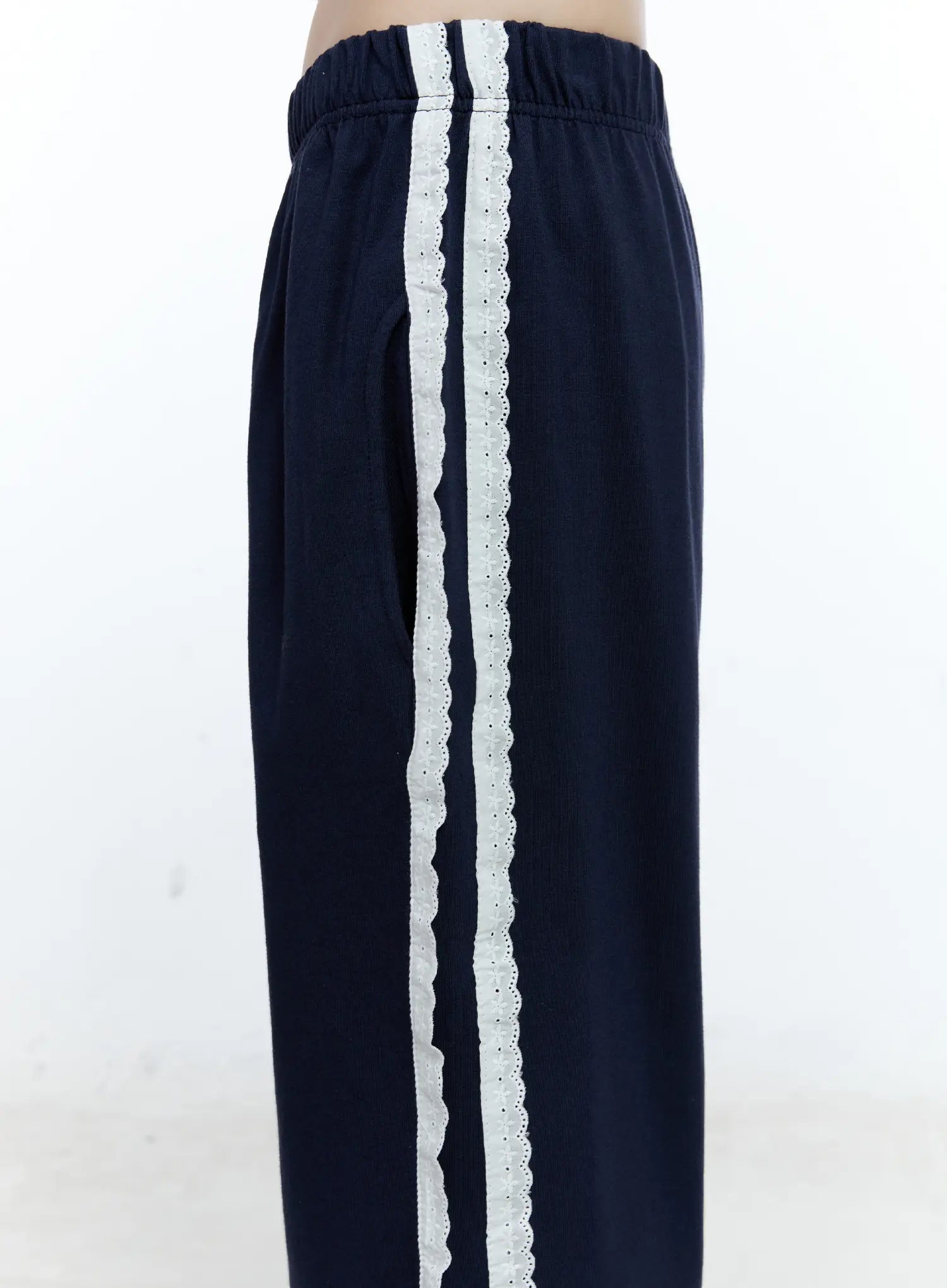 Lace-Trim Wide-Leg Sweatpants CG511