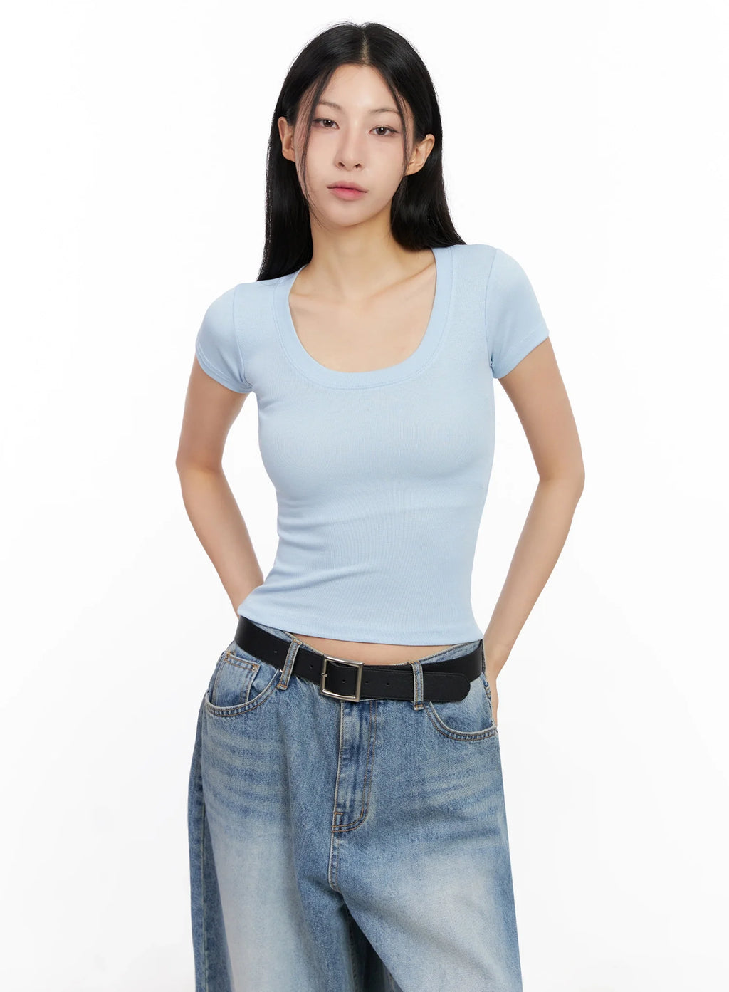 Basic Ribbed Cropped Tee IG508