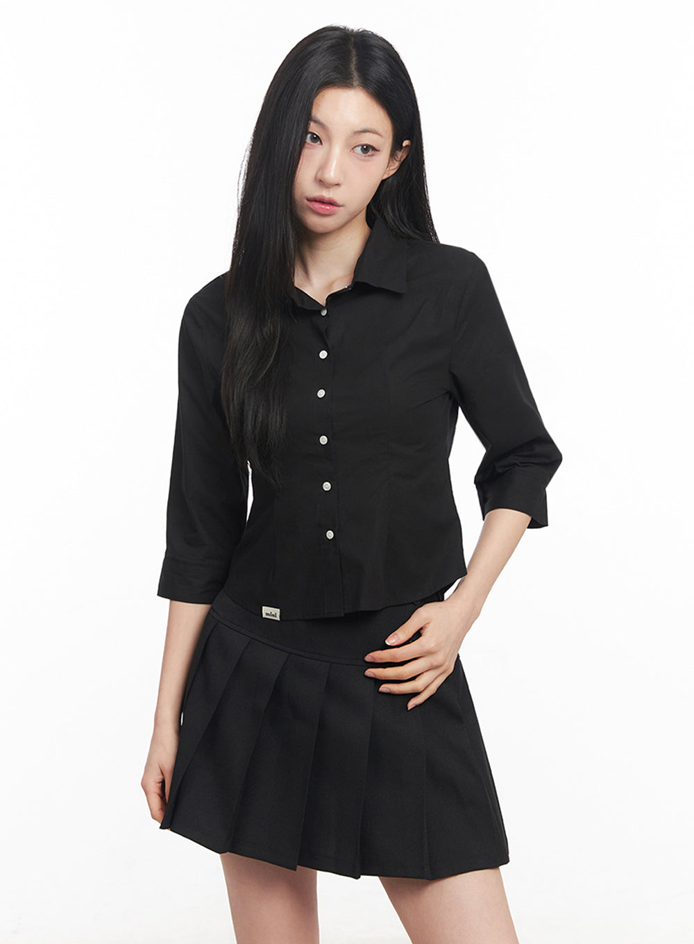 Half-Sleeve Slim-Fit Collared Shirt IY516