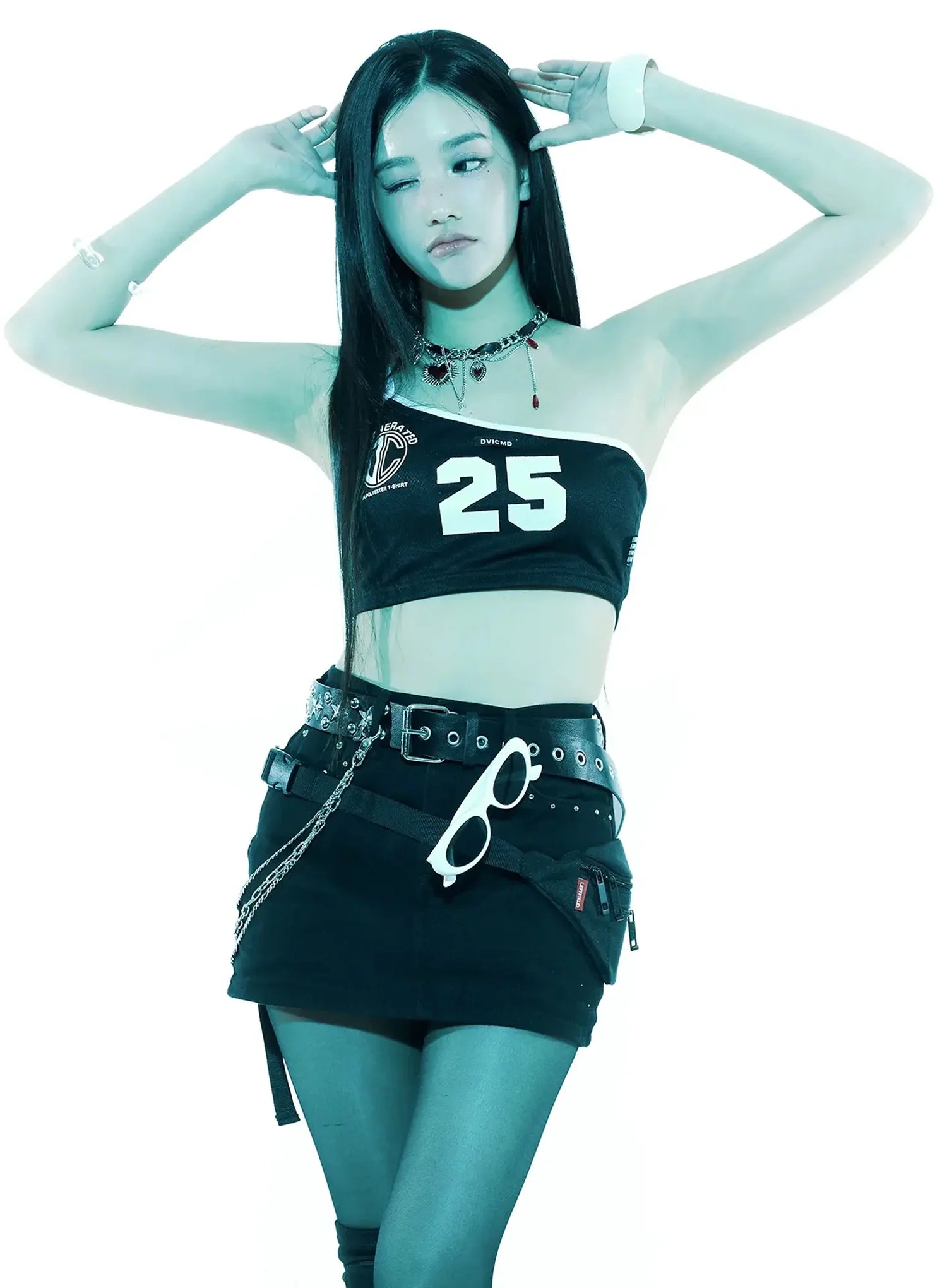 Mesh Varsity Graphic Crop Top IS525