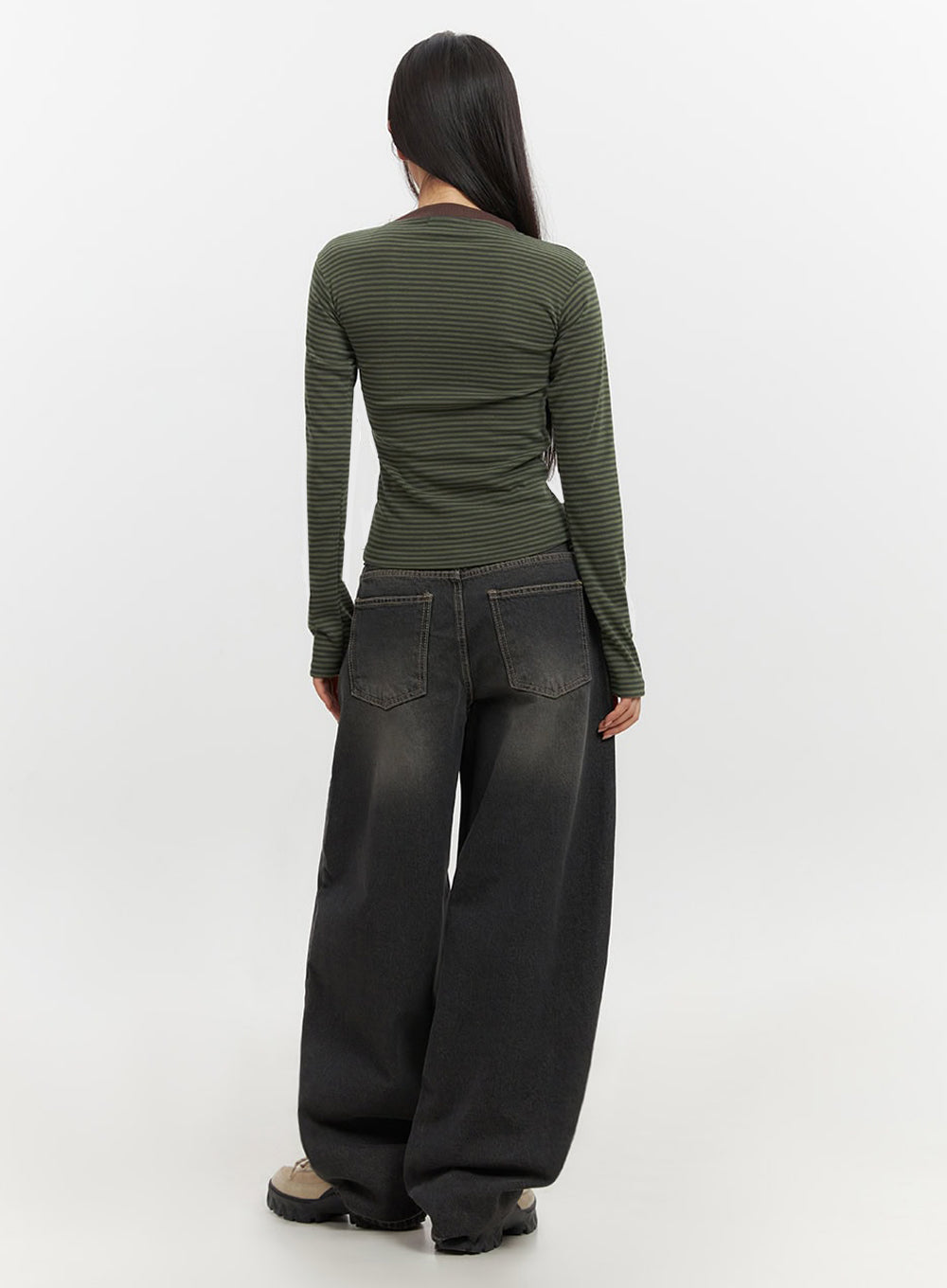 Skyla Washed Wide-Leg Baggy Jeans IF511