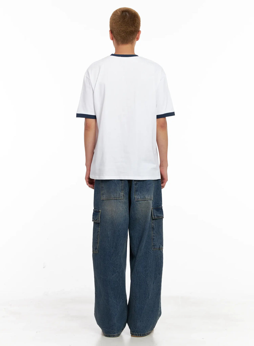 Men's Wide-Leg Cargo Denim Jeans IL518